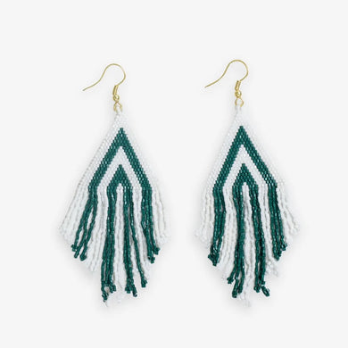 Haley Stacked Triangle Beaded Fringe Earrings Green - Indie Indie Bang! Bang!