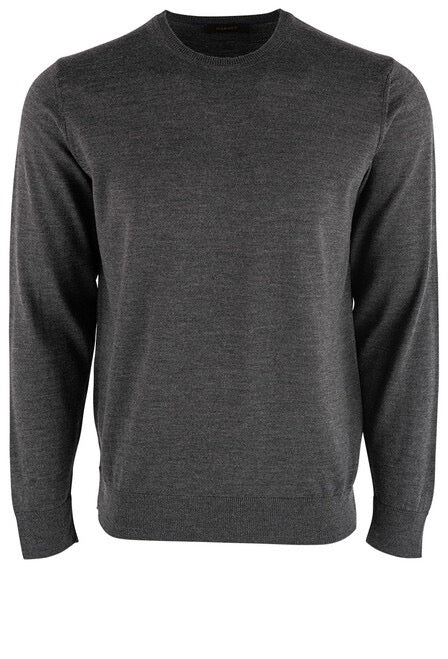Crew Neck Sweater in 100% Merino Wool - Charcoal - Indie Indie Bang! Bang!
