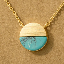 Load image into Gallery viewer, Round Half Stone Pendant- Turquoise and Gold - Indie Indie Bang! Bang!