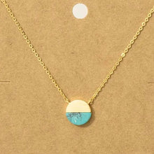 Load image into Gallery viewer, Round Half Stone Pendant- Turquoise and Gold - Indie Indie Bang! Bang!
