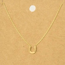 Load image into Gallery viewer, Mini Horseshoe Pendant Necklace- Gold - Indie Indie Bang! Bang!