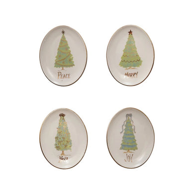 Oval Stoneware Dish with Christmas Tree, Word, 4 Styles - Indie Indie Bang! Bang!