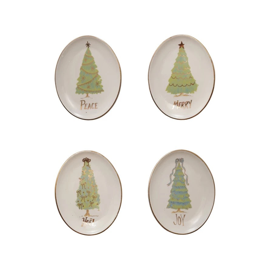 Oval Stoneware Dish with Christmas Tree, Word, 4 Styles - Indie Indie Bang! Bang!
