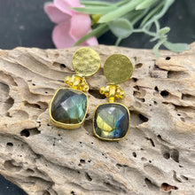 Load image into Gallery viewer, Hammered Circle and Square Gemstone Earring - Indie Indie Bang! Bang!