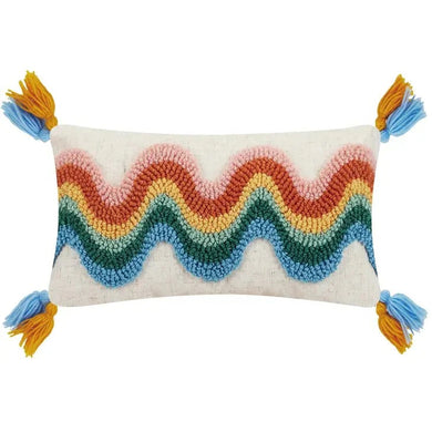 Rainbow Wave & Tassels Hook Pillow - Indie Indie Bang! Bang!