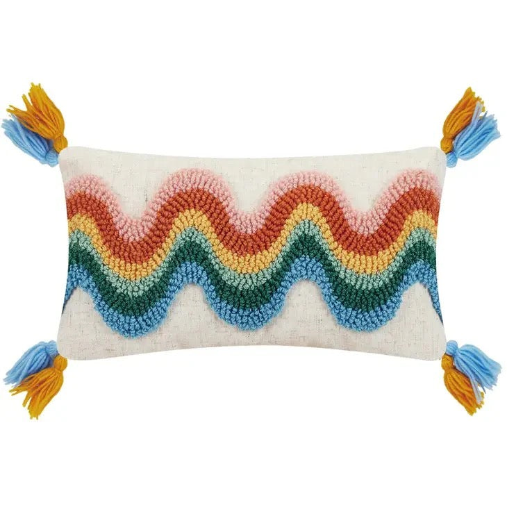 Rainbow Wave & Tassels Hook Pillow - Indie Indie Bang! Bang!