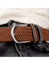 Load image into Gallery viewer, Camel Brown Elastic Braided Belt