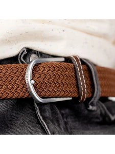 Camel Brown Elastic Braided Belt