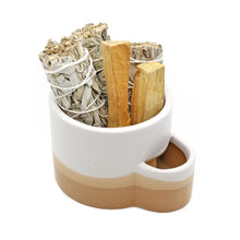 Load image into Gallery viewer, White &amp; Brown Ceramic Holder with Match Slot - Indie Indie Bang! Bang!