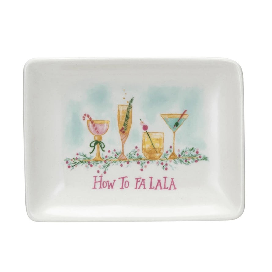 Stoneware Dish w/ Holiday Cocktails 