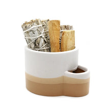 Load image into Gallery viewer, White &amp; Brown Ceramic Holder with Match Slot - Indie Indie Bang! Bang!