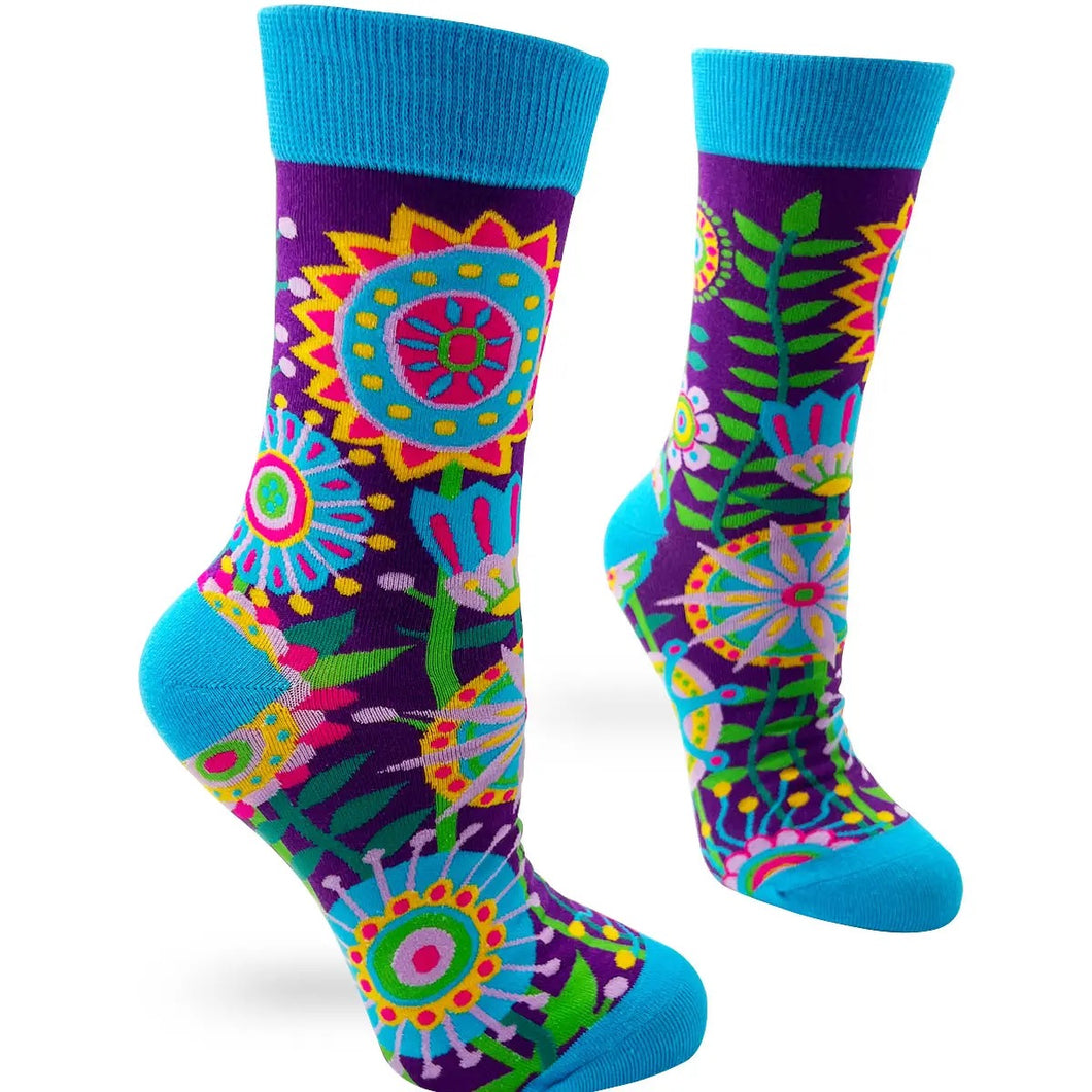 Funky Floral Women's Crew Socks - Indie Indie Bang! Bang!