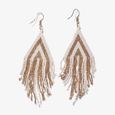 Haley Stacked Triangle Beaded Fringe Earrings Gold - Indie Indie Bang! Bang!