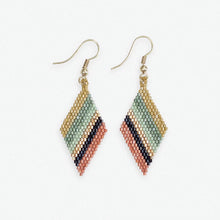 Load image into Gallery viewer, Zelda Angled Stripe Diamond Earrings Greens + Rust - Indie Indie Bang! Bang!