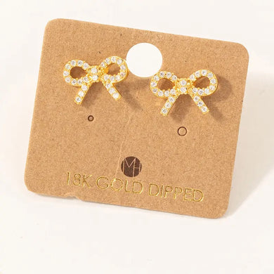 Gold Dipped Bow tie Stud Earrings - Indie Indie Bang! Bang!