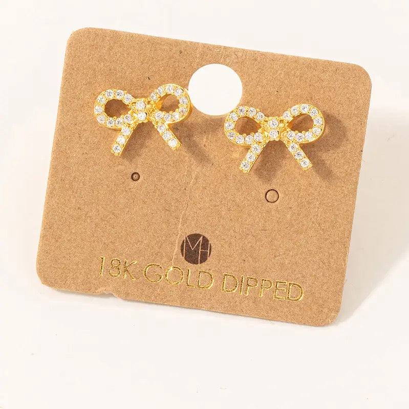 Gold Dipped Bow tie Stud Earrings - Indie Indie Bang! Bang!
