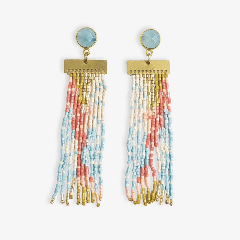 Lilah Beaded Fringe Earrings - Amalfi - Indie Indie Bang! Bang!