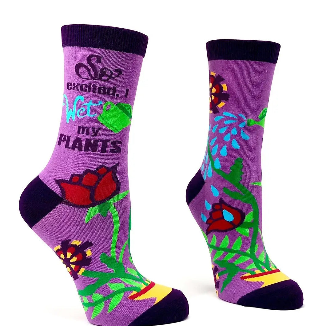 So Excited I Wet My Plants Women's Crew Socks - Indie Indie Bang! Bang!