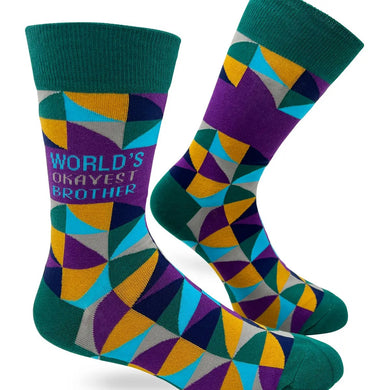 World's Okayest Brother Men's Crew Socks - Indie Indie Bang! Bang!