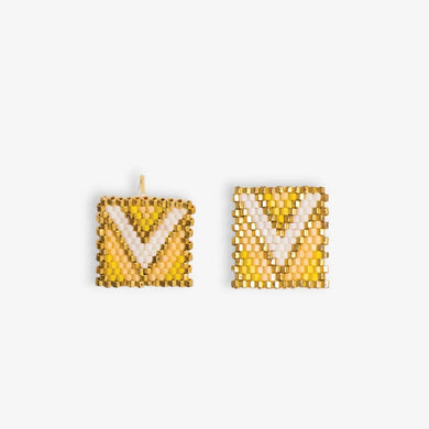 Kallie Chevron Rectangle Beaded Earrings - Lemon - Indie Indie Bang! Bang!