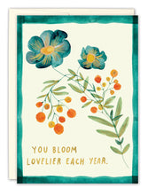 Load image into Gallery viewer, Bloom Lovelier Each Year Birthday Card - Indie Indie Bang! Bang!