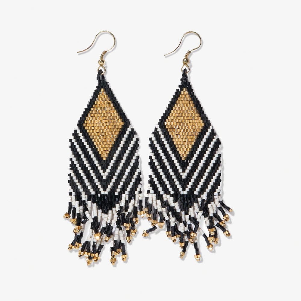 Dottie Diamond Black & Gold Fringe Earrings - Indie Indie Bang! Bang!