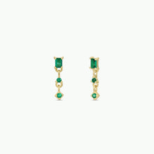 Load image into Gallery viewer, Mini Baguette Drop Emerald Earrings