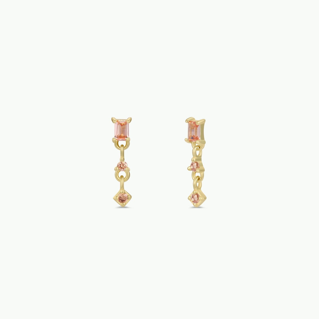 Mini Baguette Drop Champagne Earrings