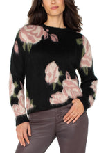 Load image into Gallery viewer, Black Floral Crew Neck Sweater