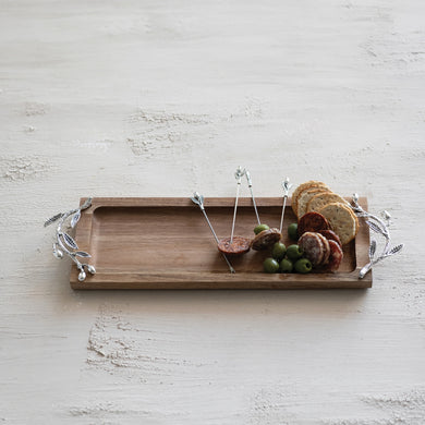 Olive Leaf Metal & Wood Tray Set - Indie Indie Bang! Bang!