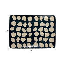 Load image into Gallery viewer, Blue Polka Dot Hand-Painted Stoneware Platter - Indie Indie Bang! Bang!