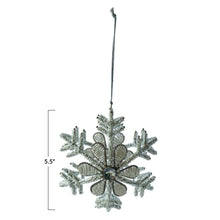 Load image into Gallery viewer, Metal &amp; Glass Beaded Snowflake Ornament