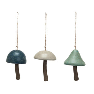 Stoneware Mushroom Bell Ornament