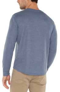 Long Sleeve Heather Blue Crew Neck