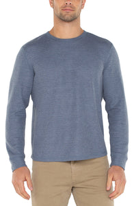 Long Sleeve Heather Blue Crew Neck