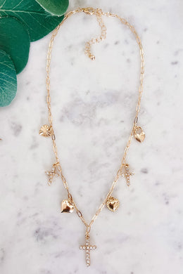 Religious Gold Charm Necklace
