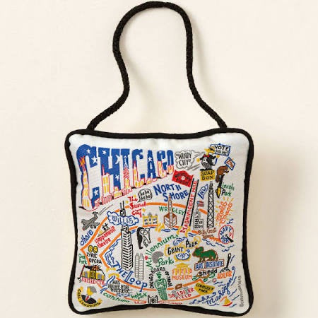 Embroidered Pillow Ornament Chicago