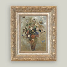 Load image into Gallery viewer, Flower Butterfly Vase Framed Antique Art - Indie Indie Bang! Bang!