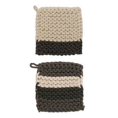 Cotton Crotcheted Pot Holder Two Toned - Indie Indie Bang! Bang!