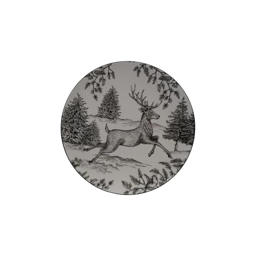 Ceramic Platter with Woodland Deer Scene - Indie Indie Bang! Bang!