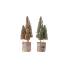 Load image into Gallery viewer, Bottle Brush Trees With Glitter &amp; Wood Base - Indie Indie Bang! Bang!