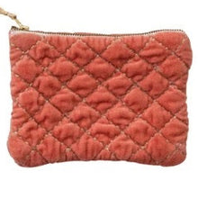 Load image into Gallery viewer, Quilted Cotton Velvet Zip Pouch w/ Metallic Thread Embroidery &amp; Tassel, 6 Colors - Indie Indie Bang! Bang!