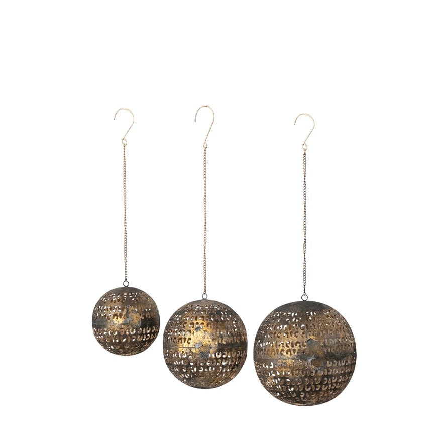 Metal Opening Ball Ornament with Closures & Cut-Outs 3 Sizes - Indie Indie Bang! Bang!