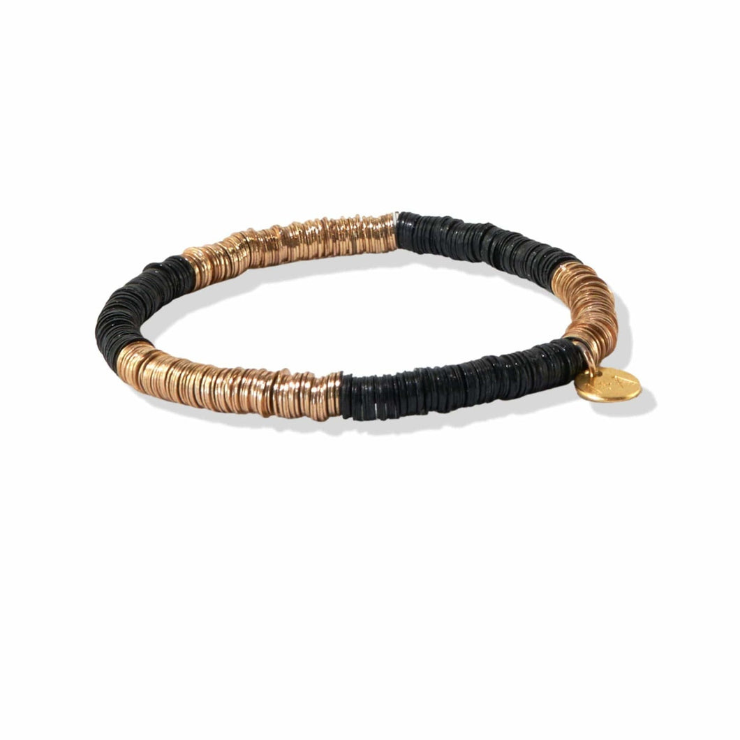 Grace Two Color Block Stretch Bracelet Black and Gold - Indie Indie Bang! Bang!