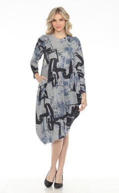 Inoah Dark Blues Grey Knit Midi Dress - Indie Indie Bang! Bang!