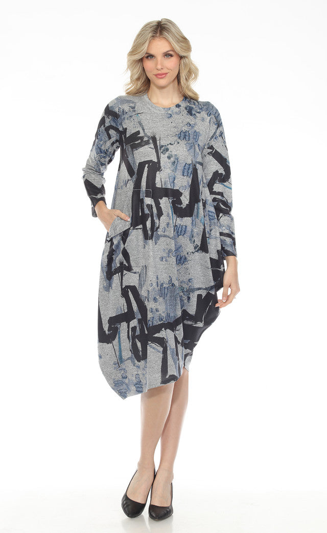 Inoah Dark Blues Grey Knit Midi Dress - Indie Indie Bang! Bang!