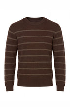 Load image into Gallery viewer, Crew Neck Sweater in Striped Dark Wheat