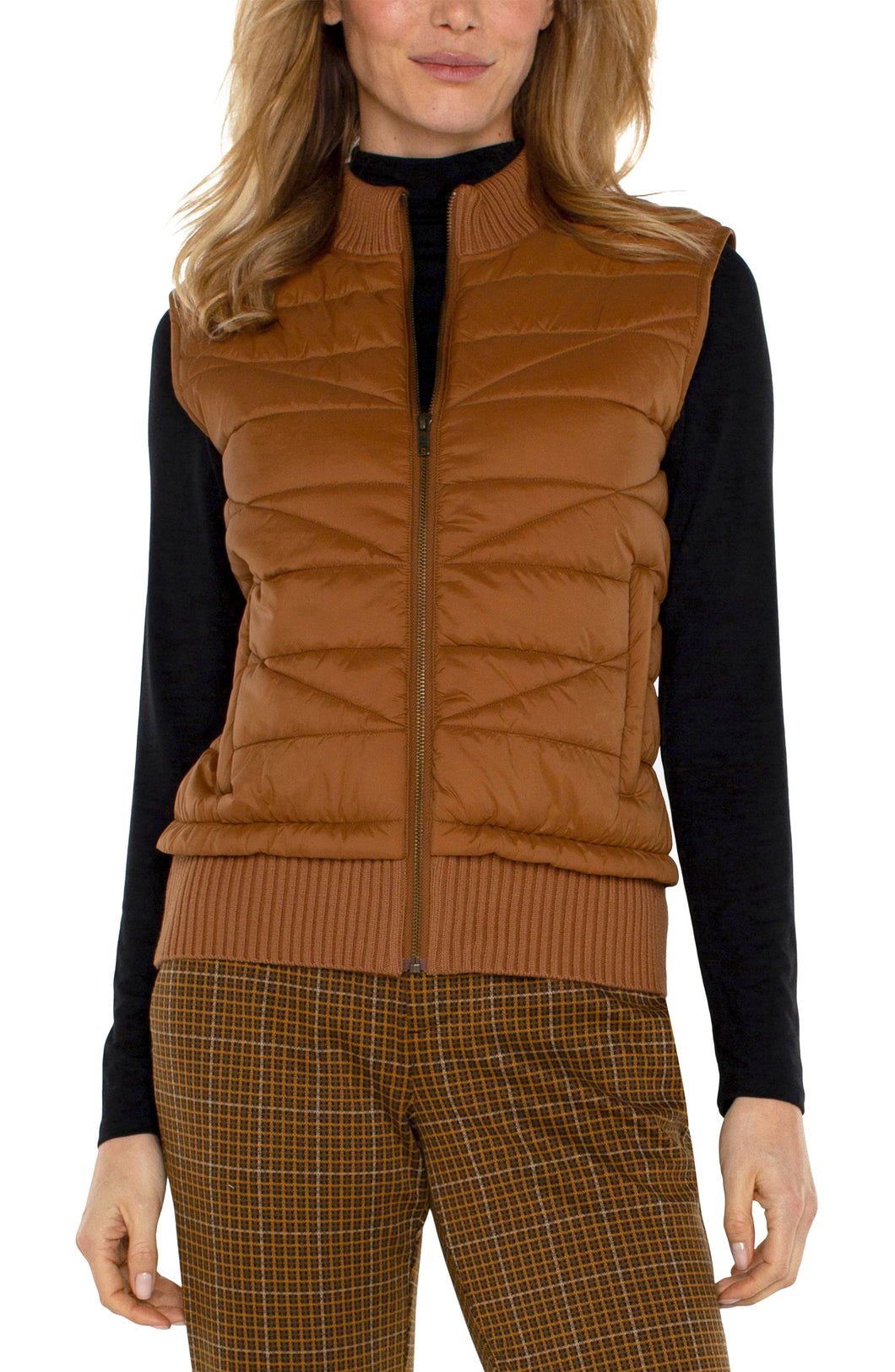 Quilted Front Sweater Vest Turmeric - Indie Indie Bang! Bang!
