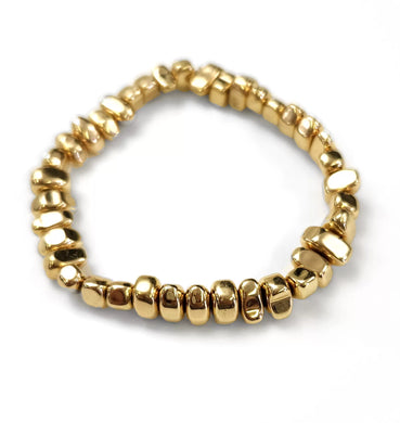 Sports Luxe Gold Beaded Nugget Stretch Bracelet - Indie Indie Bang! Bang!