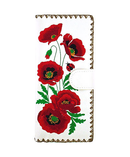 Red Poppies Embroidered Wallet - Indie Indie Bang! Bang!